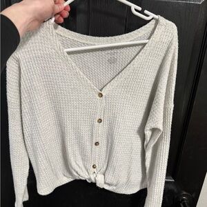 American Eagle Outfitters Light Gray Knit Sweater